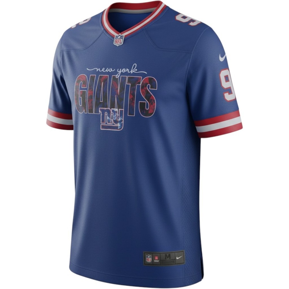 Nike Jersey Mens M Blue Excellent NY Giants Skull Graphic 67NM-NG2A, NWOT